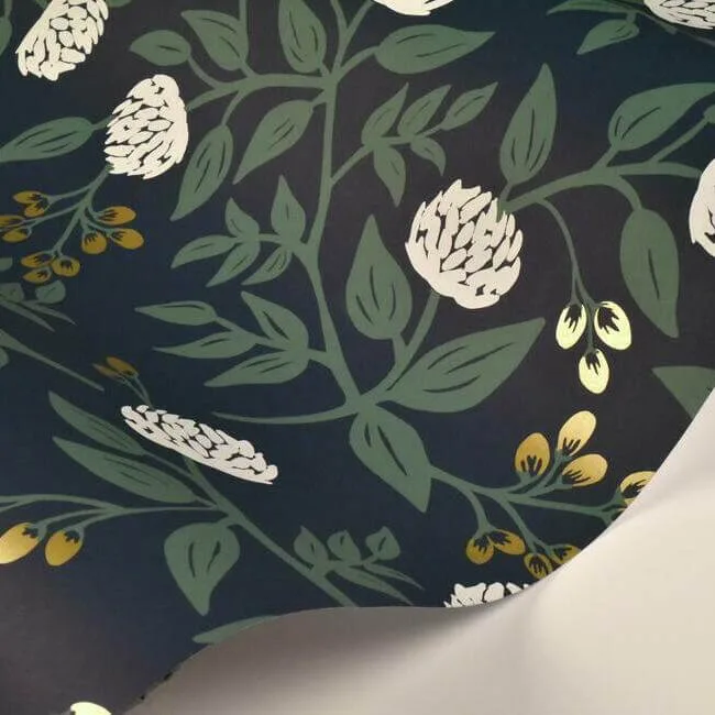 Rifle Paper Co. Peonies - Navy Wallpaper | Buy Online Rifle Paper Co. Peonies wallpaper, color Navy, SKU RI5149