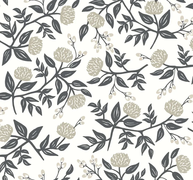 Rifle Paper Co. Peonies wallpaper, color White & Black, SKU RI5150