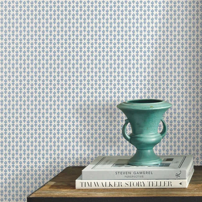 Rifle Paper Co. Petal - White & Blue Wallpaper | Buy Online Rifle Paper Co. Petal wallpaper, color White & Blue, SKU RP7365