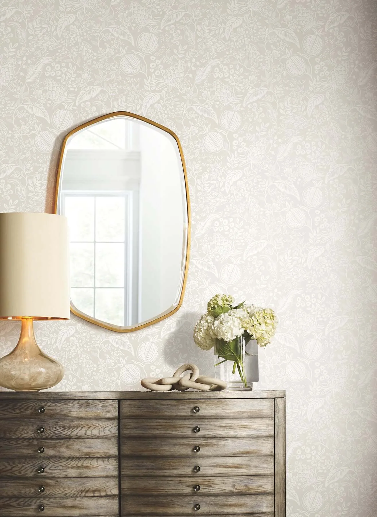 Rifle Paper Co. Pomegranate wallpaper, color Beige & White, SKU PSW1629RL