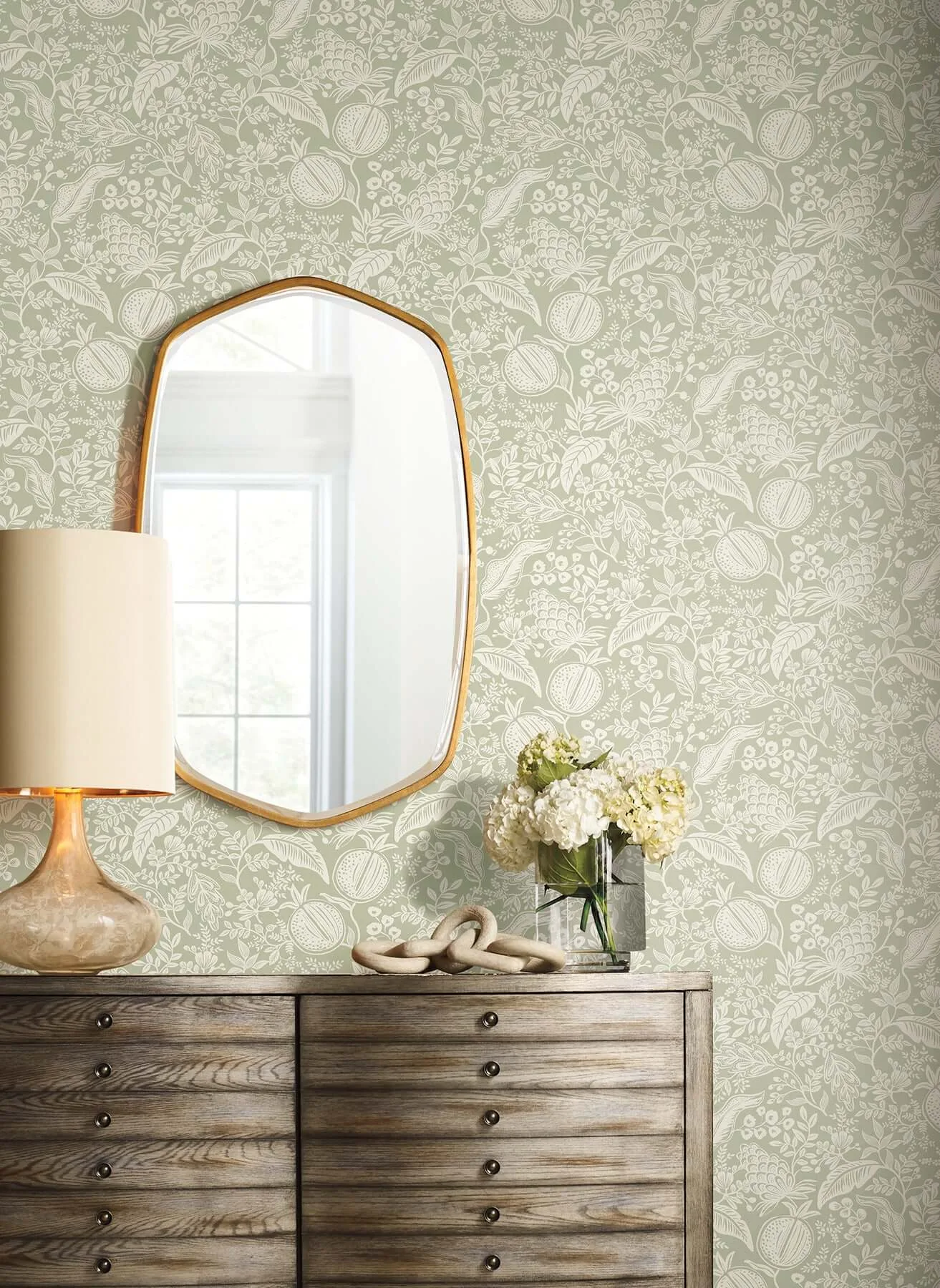 Rifle Paper Co. Pomegranate wallpaper, color Pistachio, SKU PSW1630RL