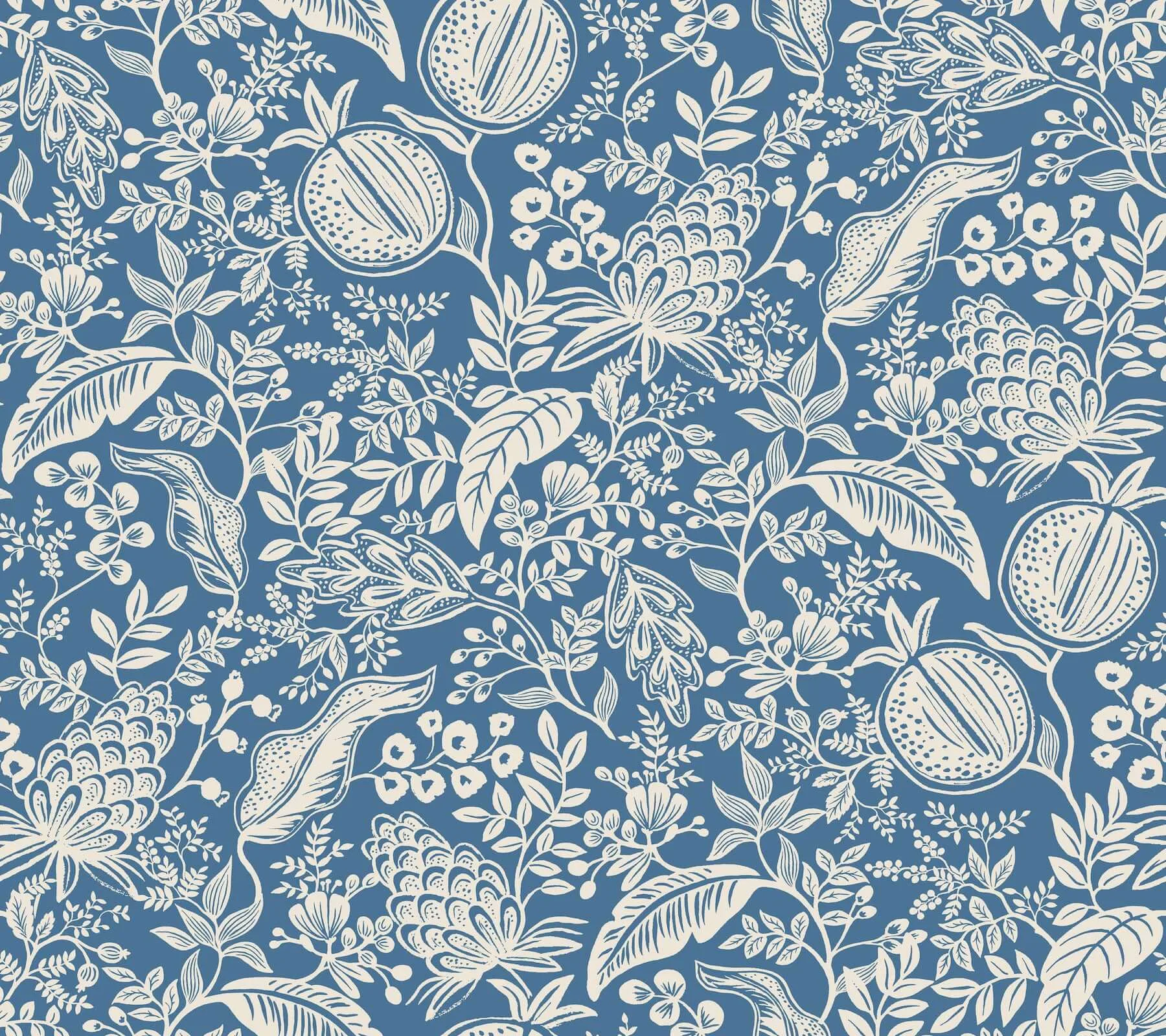 Rifle Paper Co. Pomegranate wallpaper, color Blue & Ivory, SKU PSW1631RL