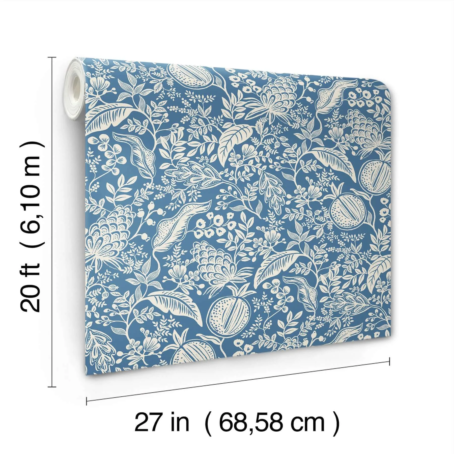 Rifle Paper Co. Pomegranate - Blue & Ivory Wallpaper | Buy Online Rifle Paper Co. Pomegranate wallpaper, color Blue & Ivory, SKU PSW1631RL