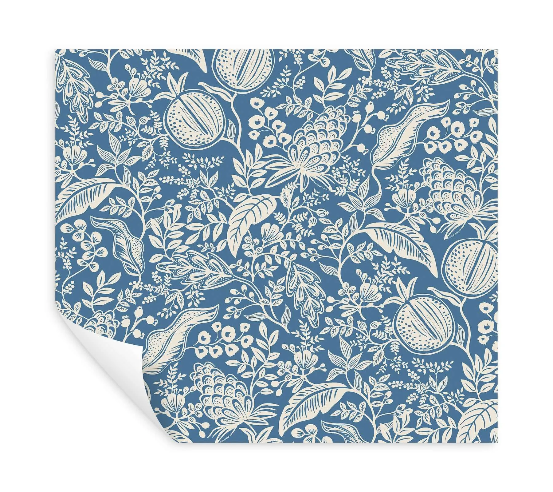 Rifle Paper Co. Pomegranate - Blue & Ivory Wallpaper | Buy Online Rifle Paper Co. Pomegranate wallpaper, color Blue & Ivory, SKU PSW1631RL