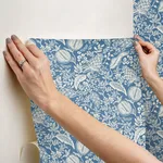 Rifle Paper Co. Pomegranate - Blue & Ivory Wallpaper | Buy Online Rifle Paper Co. Pomegranate wallpaper, color Blue & Ivory, SKU PSW1631RL