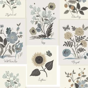 Rifle Paper Co. Botanical Prints wallpaper, color Beige & Black, SKU RP7336