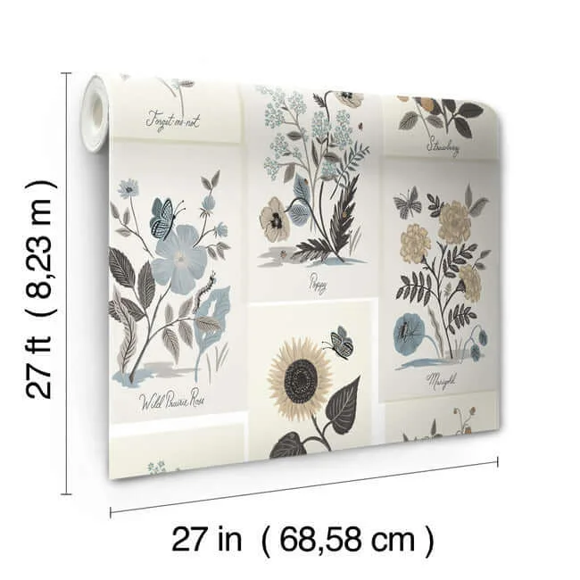 Rifle Paper Co. Botanical Prints - Beige & Black Wallpaper | Buy Online Rifle Paper Co. Botanical Prints wallpaper, color Beige & Black, SKU RP7336