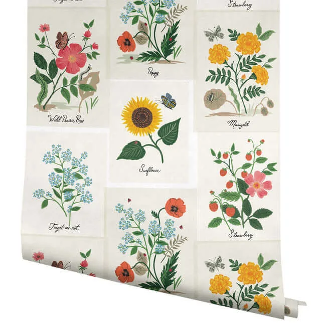 Rifle Paper Co. Botanical Prints - White & Pink Wallpaper | Buy Online Rifle Paper Co. Botanical Prints wallpaper, color White & Pink, SKU RP7334