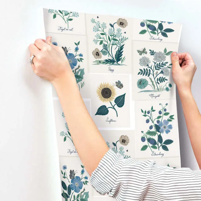Rifle Paper Co. Botanical Prints - White & Blue Wallpaper | Buy Online Rifle Paper Co. Botanical Prints wallpaper, color White & Blue, SKU RP7335