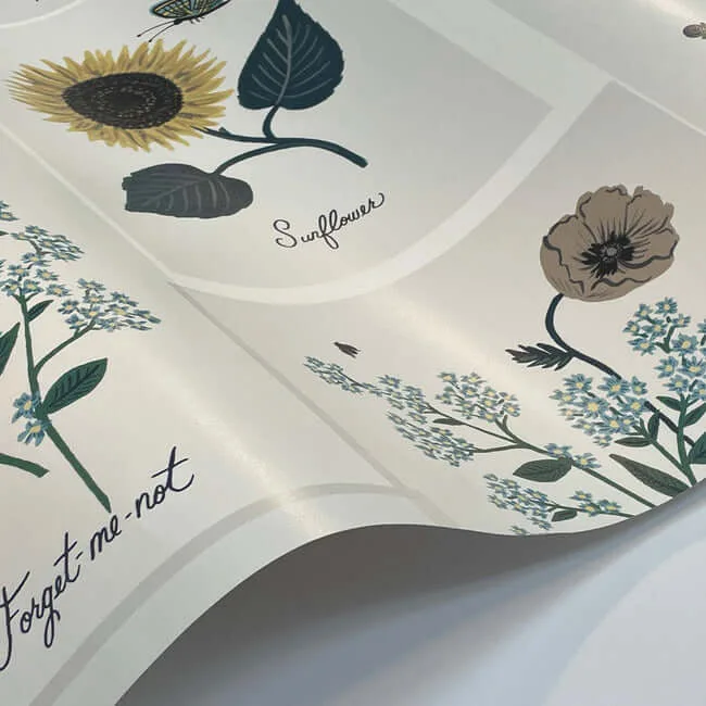 Rifle Paper Co. Botanical Prints - White & Blue Wallpaper | Buy Online Rifle Paper Co. Botanical Prints wallpaper, color White & Blue, SKU RP7335