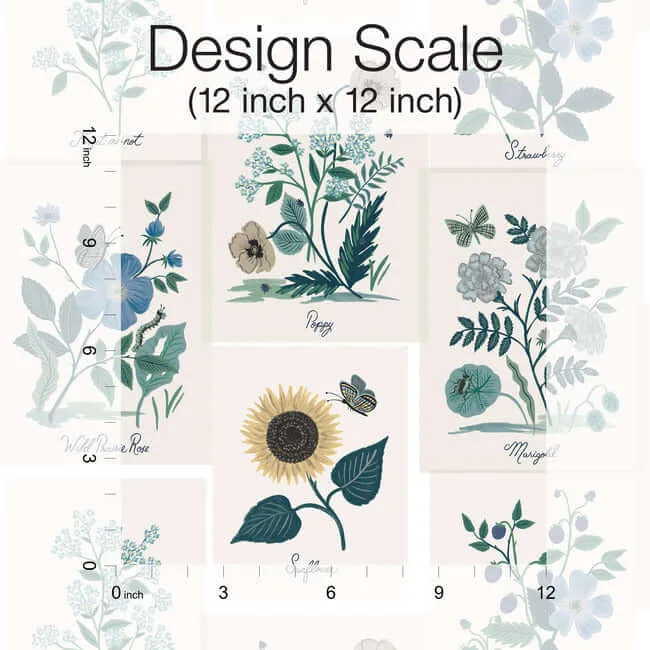 Rifle Paper Co. Botanical Prints - White & Blue Wallpaper | Buy Online Rifle Paper Co. Botanical Prints wallpaper, color White & Blue, SKU RP7335