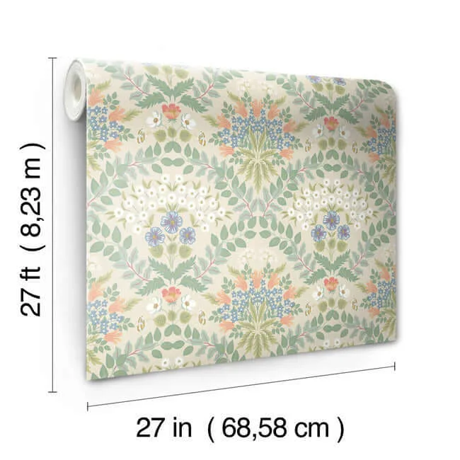 Rifle Paper Co. Bramble - Beige & Green Wallpaper | Buy Online Rifle Paper Co. Bramble wallpaper, color Beige & Green, SKU RP7321