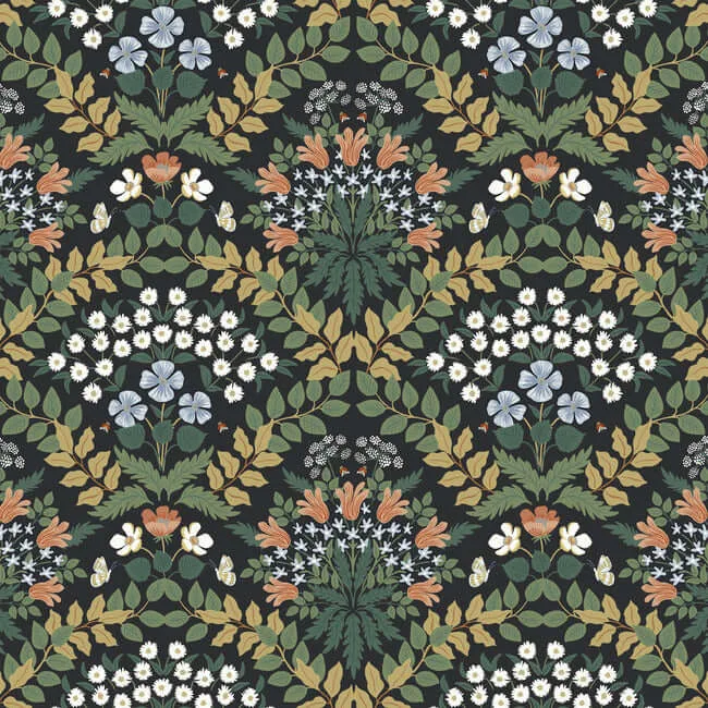 Rifle Paper Co. Bramble wallpaper, color Black & Green, SKU RP7318