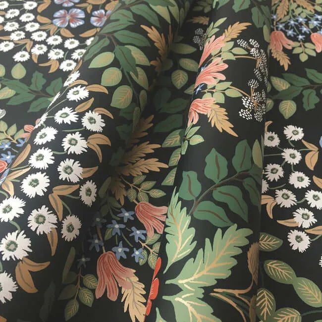 Rifle Paper Co. Bramble - Black & Green Wallpaper | Buy Online Rifle Paper Co. Bramble wallpaper, color Black & Green, SKU RP7318