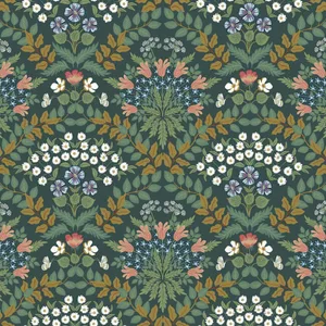 Rifle Paper Co. Bramble wallpaper, color Green & Gold, SKU RP7322
