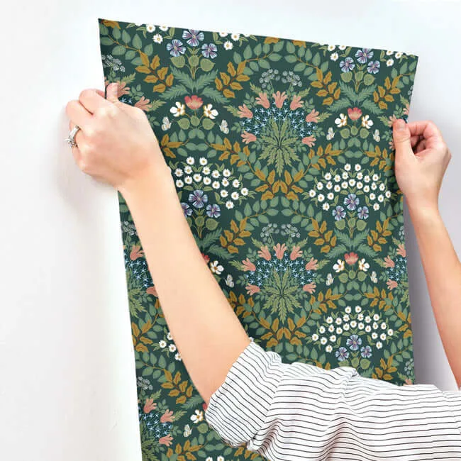 Rifle Paper Co. Bramble - Green & Gold Wallpaper | Buy Online Rifle Paper Co. Bramble wallpaper, color Green & Gold, SKU RP7322