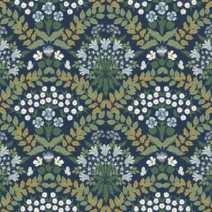 Rifle Paper Co. Bramble wallpaper, color Navy & Green, SKU RP7324