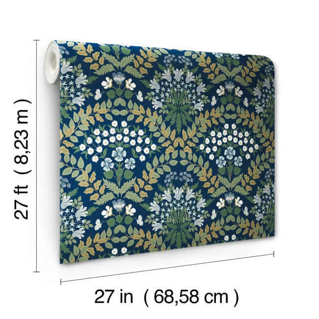 Rifle Paper Co. Bramble - Navy & Green Wallpaper | Buy Online Rifle Paper Co. Bramble wallpaper, color Navy & Green, SKU RP7324