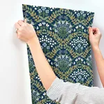Rifle Paper Co. Bramble - Navy & Green Wallpaper | Buy Online Rifle Paper Co. Bramble wallpaper, color Navy & Green, SKU RP7324
