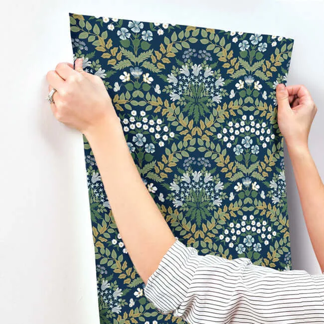 Rifle Paper Co. Bramble - Navy & Green Wallpaper | Buy Online Rifle Paper Co. Bramble wallpaper, color Navy & Green, SKU RP7324