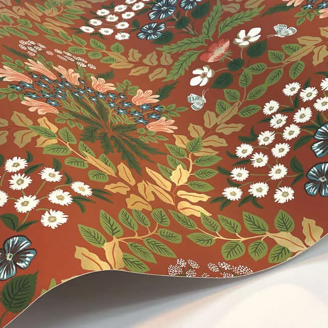 Rifle Paper Co. Bramble - Red & Green Wallpaper | Buy Online Rifle Paper Co. Bramble wallpaper, color Red & Green, SKU RP7320