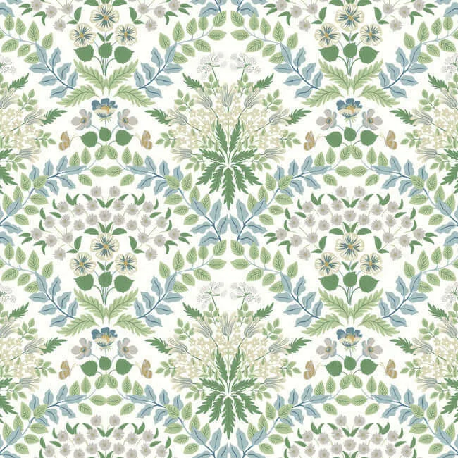 Rifle Paper Co. Bramble wallpaper, color White & Blue, SKU RP7323