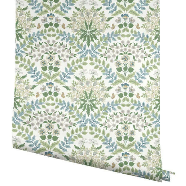 Rifle Paper Co. Bramble - White & Blue Wallpaper | Buy Online Rifle Paper Co. Bramble wallpaper, color White & Blue, SKU RP7323