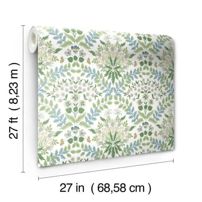 Rifle Paper Co. Bramble - White & Blue Wallpaper | Buy Online Rifle Paper Co. Bramble wallpaper, color White & Blue, SKU RP7323