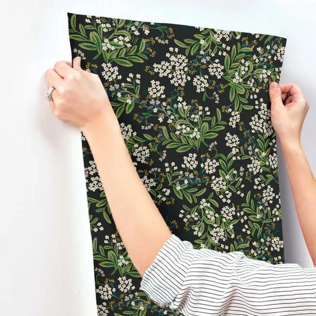 Rifle Paper Co. Cornflower - Black & Green Wallpaper | Buy Online Rifle Paper Co. Cornflower wallpaper, color Black & Green, SKU RP7384