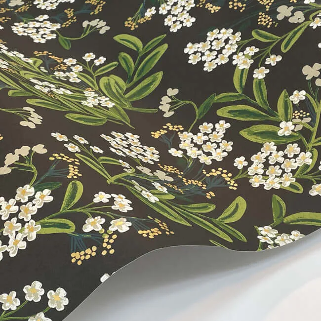 Rifle Paper Co. Cornflower - Black & Green Wallpaper | Buy Online Rifle Paper Co. Cornflower wallpaper, color Black & Green, SKU RP7384