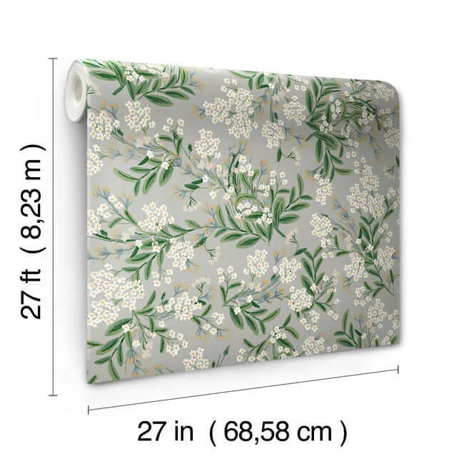 Rifle Paper Co. Cornflower wallpaper, color Grey & Green, SKU RP7383