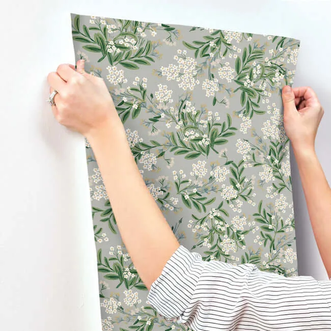 Rifle Paper Co. Cornflower - Grey & Green Wallpaper | Buy Online Rifle Paper Co. Cornflower wallpaper, color Grey & Green, SKU RP7383
