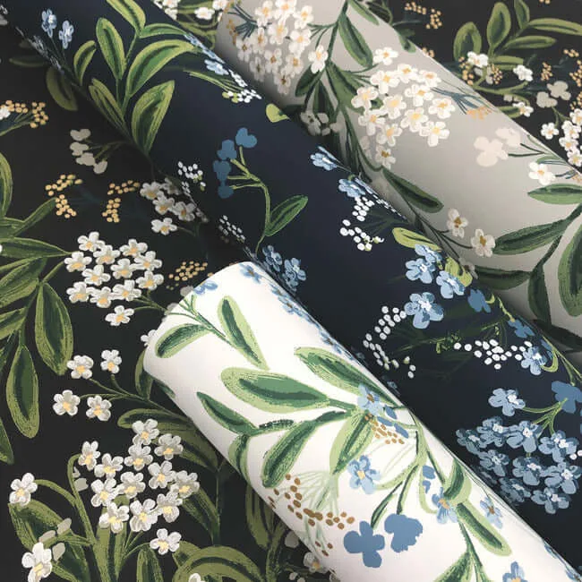 Rifle Paper Co. Cornflower - Grey & Green Wallpaper | Buy Online Rifle Paper Co. Cornflower wallpaper, color Grey & Green, SKU RP7383