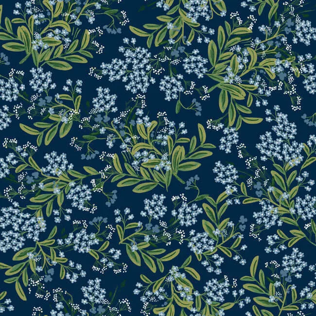 Rifle Paper Co. Cornflower wallpaper, color Purple & Green, SKU RP7385