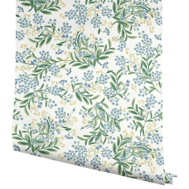 Rifle Paper Co. Cornflower - White & Green Wallpaper | Buy Online Rifle Paper Co. Cornflower wallpaper, color White & Green, SKU RP7382