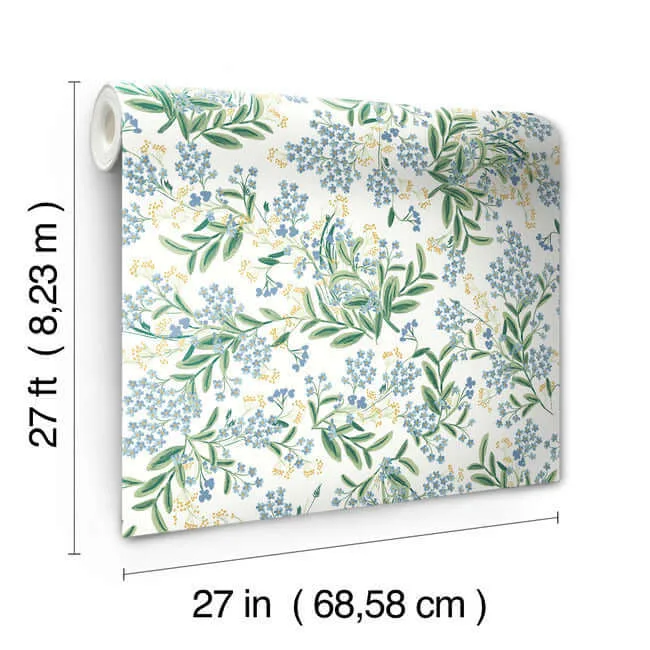 Rifle Paper Co. Cornflower - White & Green Wallpaper | Buy Online Rifle Paper Co. Cornflower wallpaper, color White & Green, SKU RP7382