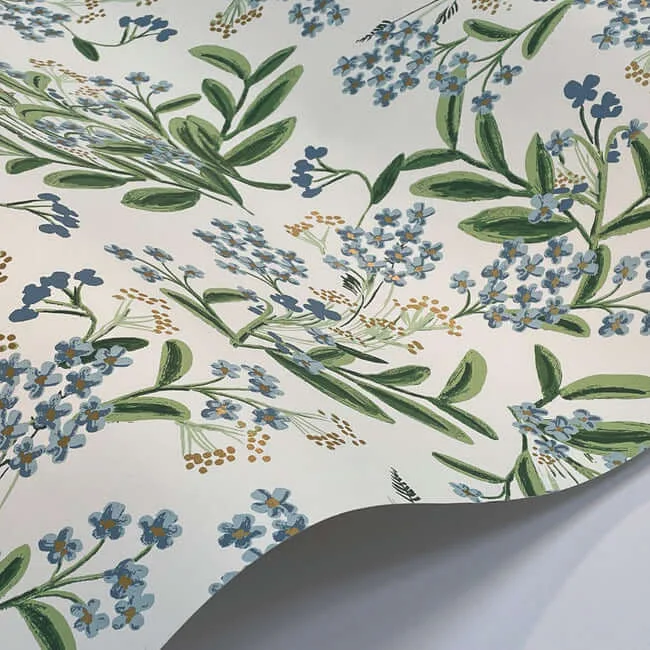 Rifle Paper Co. Cornflower - White & Green Wallpaper | Buy Online Rifle Paper Co. Cornflower wallpaper, color White & Green, SKU RP7382