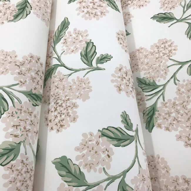 Rifle Paper Co. Hydrangea - Beige & Pink Wallpaper | Buy Online Rifle Paper Co. Hydrangea wallpaper, color Beige & Pink, SKU RP7393