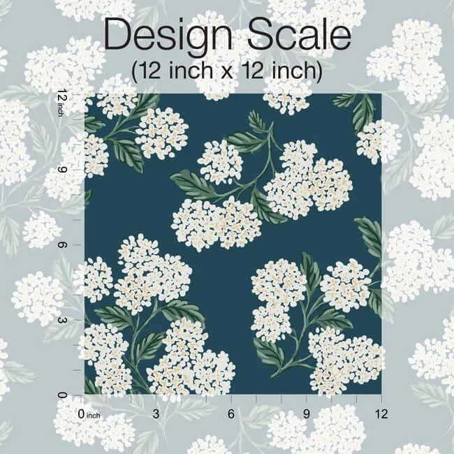 Rifle Paper Co. Hydrangea - Blue Wallpaper | Buy Online Rifle Paper Co. Hydrangea wallpaper, color Blue, SKU RP7395