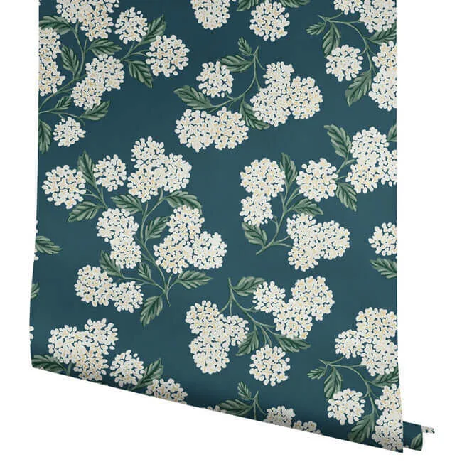Rifle Paper Co. Hydrangea - Blue Wallpaper | Buy Online Rifle Paper Co. Hydrangea wallpaper, color Blue, SKU RP7395