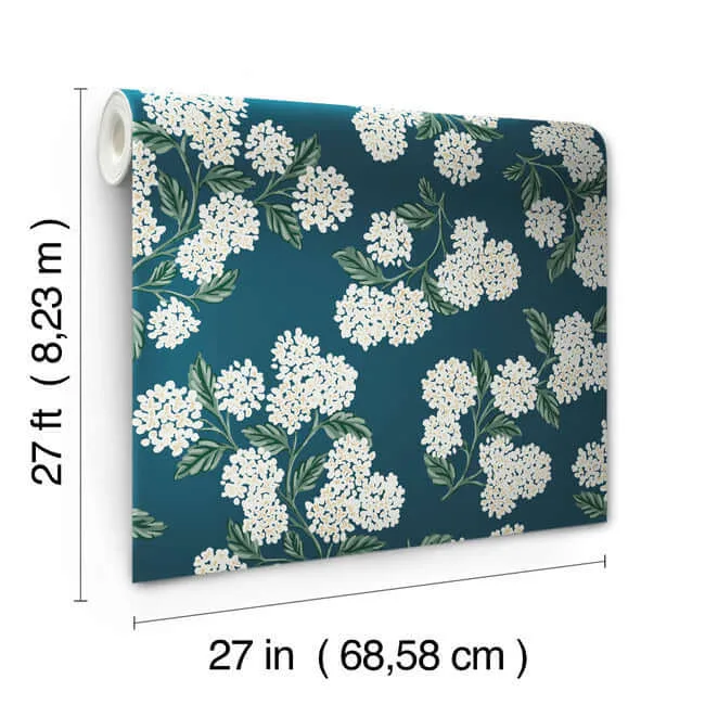 Rifle Paper Co. Hydrangea - Blue Wallpaper | Buy Online Rifle Paper Co. Hydrangea wallpaper, color Blue, SKU RP7395