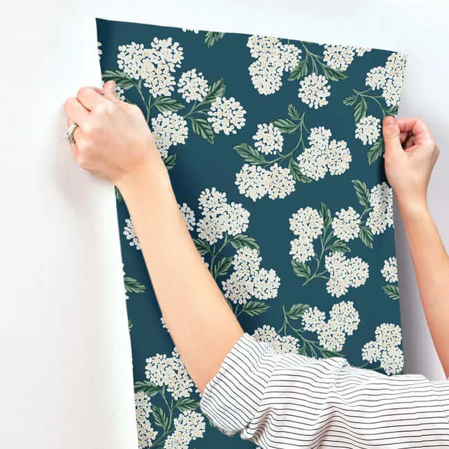 Rifle Paper Co. Hydrangea - Blue Wallpaper | Buy Online Rifle Paper Co. Hydrangea wallpaper, color Blue, SKU RP7395
