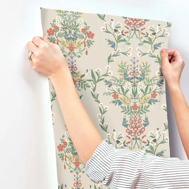 Rifle Paper Co. Luxembourg wallpaper, color Beige & Red, SKU RP7327