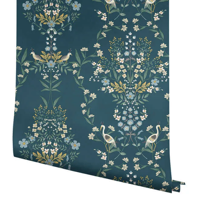 Rifle Paper Co. Luxembourg wallpaper, color Blue & Green, SKU RP7331