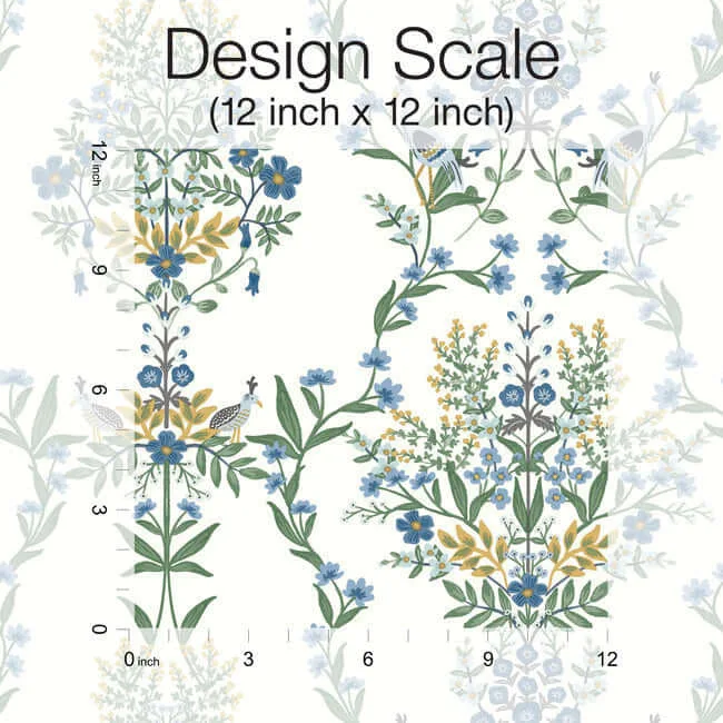 Rifle Paper Co. Luxembourg wallpaper, color White & Blue, SKU RP7330