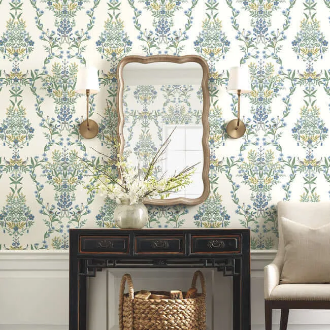 Rifle Paper Co. Luxembourg wallpaper, color White & Blue, SKU RP7330