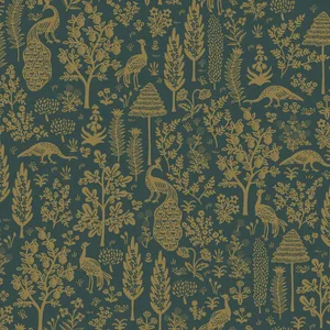 Rifle Paper Co. Menagerie Toile wallpaper, color Brown, SKU RP7373
