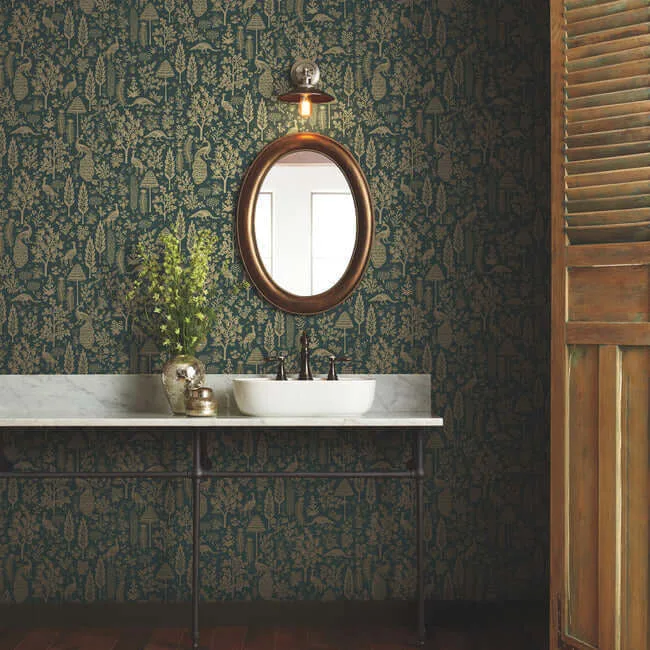 Rifle Paper Co. Menagerie Toile - Brown Wallpaper | Buy Online Rifle Paper Co. Menagerie Toile wallpaper, color Brown, SKU RP7373