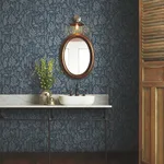 Rifle Paper Co. Menagerie Toile - Dark Blue Wallpaper | Buy Online Rifle Paper Co. Menagerie Toile wallpaper, color Dark Blue, SKU RP7372