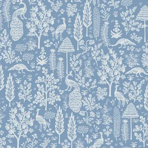 Rifle Paper Co. Menagerie Toile wallpaper, color Light Blue, SKU RP7370